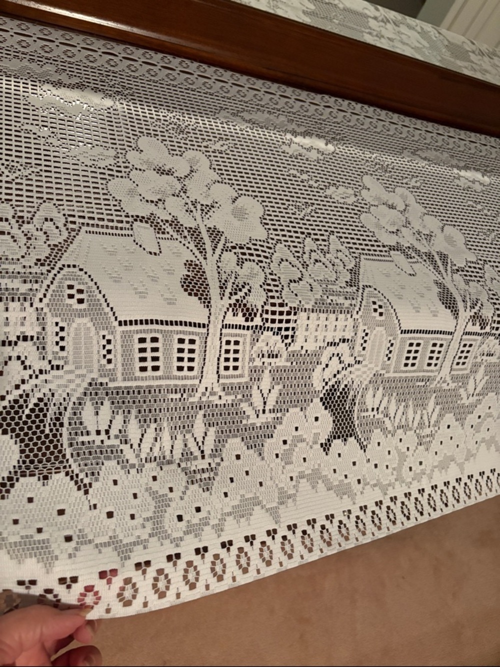 White Crochet Lace Table Runner/Fabric Piece 8’ x 24”